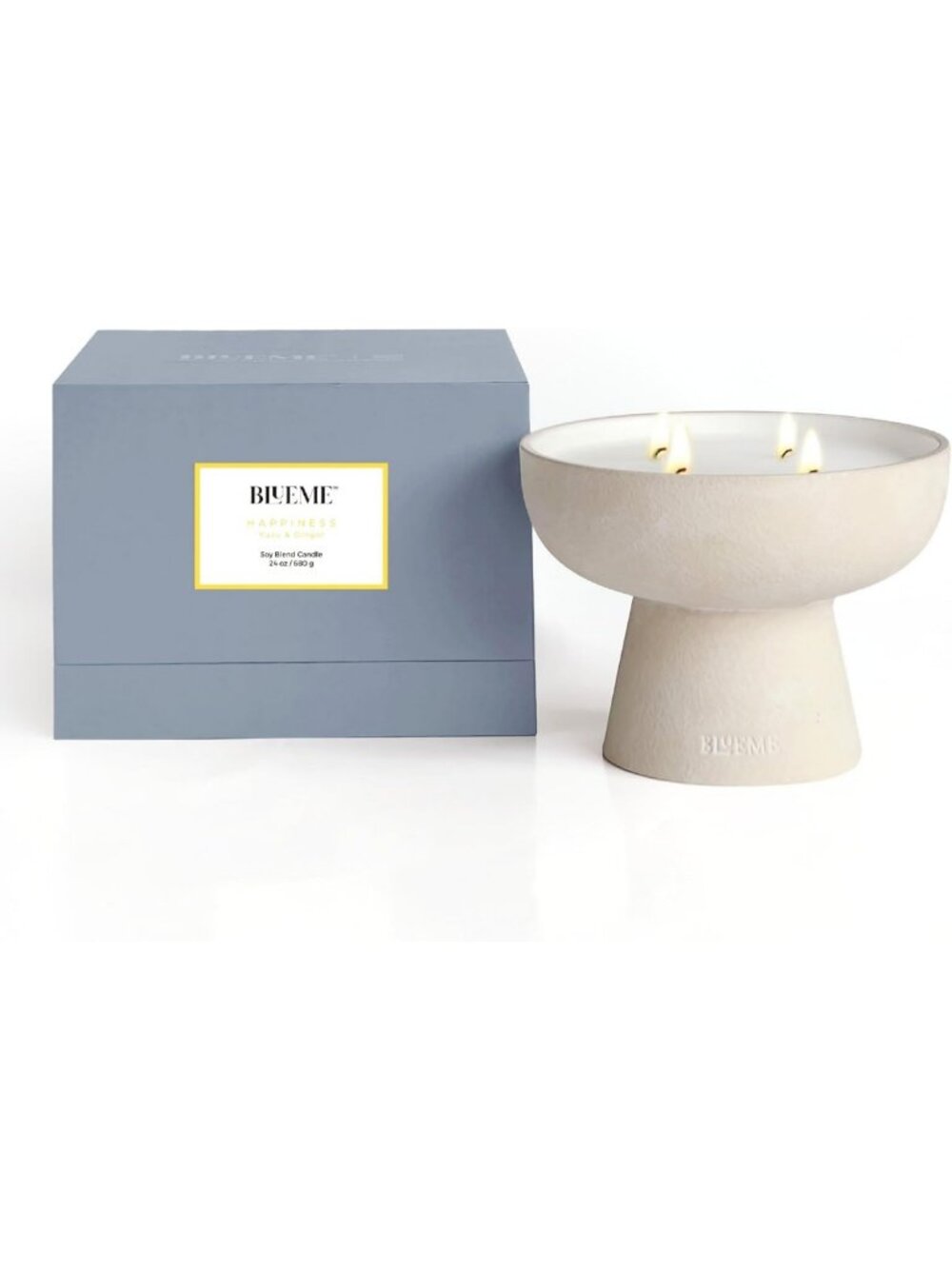 Wellness Refillable Candle - Yuzu & Ginger Scent, 24 oz, Eco-Friendly Home Decor